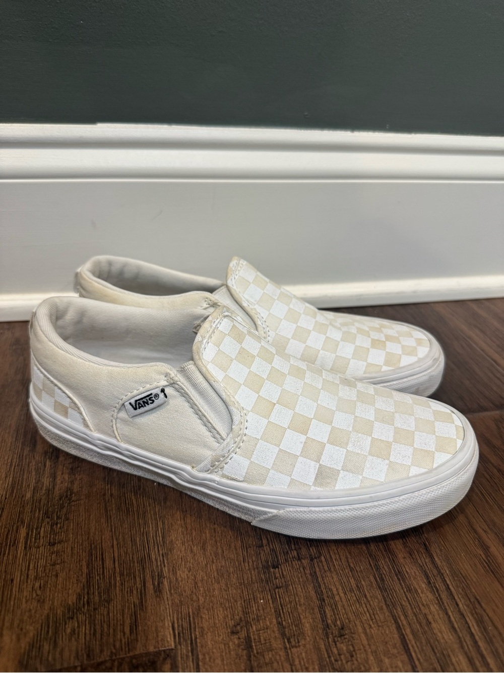 Vans Kids Slip-On Checkerboard Sneakers - White/Cream